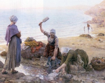  Breton Canvas - Souvenir de dour Arnenez countryside Realist Jules Breton